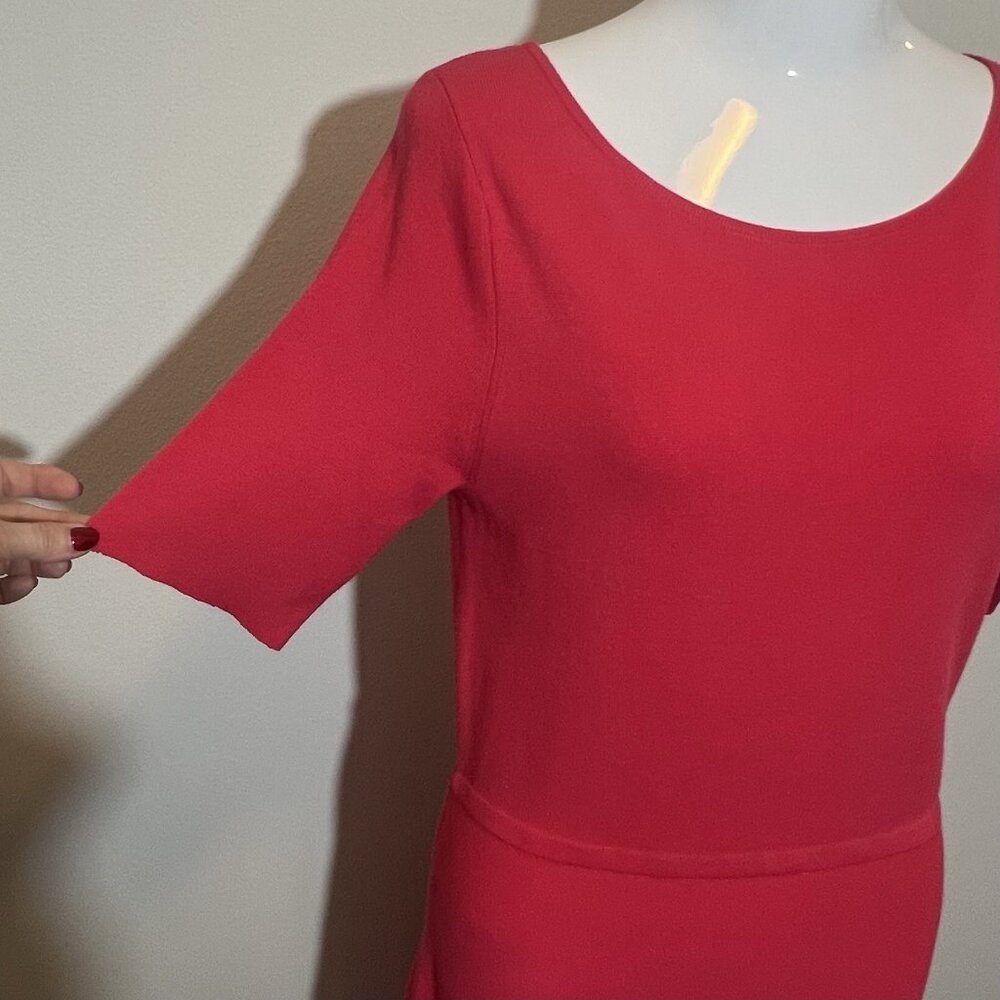Banana Republic Women’s Ribbed Midi Dress Small Short Sleeves Pink Dressy Preppy - Picture 9 of 10